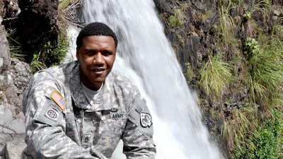 US Army National Guard Sgt 1st Class Charleston Hartfield of the 100th Quartermaster Company. Sgt. Walter Lowell / US Army National Guard via AP