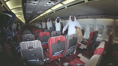 The first passengers board the inaugural Emirates flight. Photo: Emirates