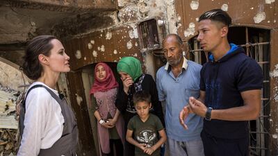 UNHCR special envoy Angelina Jolie in Mosul, Iraq. Andrew McConnell / UNHCR via Getty
