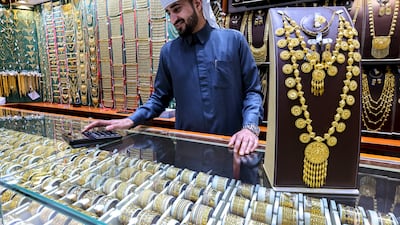 Madinat Zayed Gold Centre in Abu Dhabi. Yesterday, gold prices surged past $5,000 an ounce to a record high. Victor Besa / The National