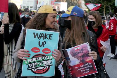 Protestors marched to the Ryad Al Solh square in downtown Beirut chanting slogans against the government over growing economic and currency crisis, as well as the failure of political leaders to form a government after months of deadlock. EPA.