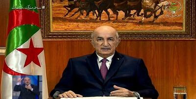 A video grab from Algeria 3 public channel shows President Abdelmadjid Tebboune giving a televised speech in which he called for dissolution of parliament and early elections, on February 18, 2021 in Algiers. Algerie 3 / AFP