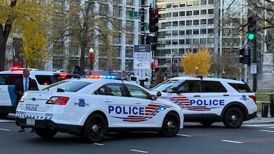 Dozens of law-enforcement vehicles arrived after reports of shots fired near the metro. Kyle Fitzgerald / The National