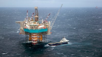 A supply ship at the Edvard Grieg oil field in the North Sea. AP