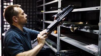 Aegis armourer Alan Brewis. All weapons are registered with the government.