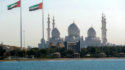 The vessels sailed past Abu Dhabi landmarks such as the Sheikh Zayed Grand Mosque.