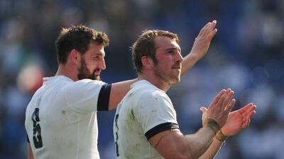 Chris Robshaw, right, Tom Wood and England rugby union narrowly missed out on a 2014 Six Nations title, giving them hope for the 2015 Rugby World Cup, which they will host. Shaun Boterill / Getty Images