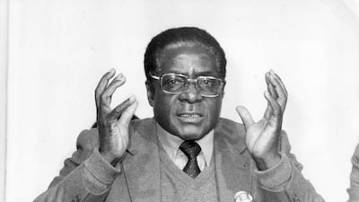 4th March 1980: Robert Mugabe, first prime minister of independent Zimbabwe, speaks at a press conference. Keystone / Getty Images