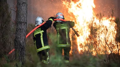 Firefighters battle a wildfire in Cestas-Pierroton, a forestry research hub in south-west France. EPA