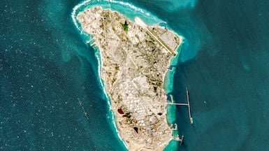 This handout image taken by the European Space Agency (ESA) captured by the Copernicus Sentinel-2 satellite shows a view of Iran's Kharg Island, which hosts the country’s main crude export terminal and is responsible for the overwhelming majority of its oil shipments to the world, about 25 kilometres south of the mainland in the north of the Gulf, on March 2, 2026. (Photo by EUROPEAN SPACE AGENCY / AFP) / RESTRICTED TO EDITORIAL USE - MANDATORY CREDIT "AFP PHOTO / ESA" - HANDOUT - NO MARKETING NO ADVERTISING CAMPAIGNS - DISTRIBUTED AS A SERVICE TO CLIENTS