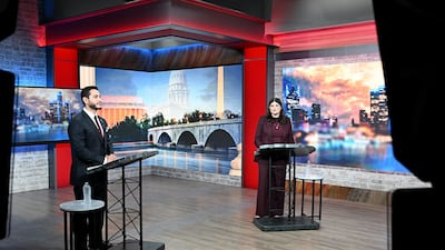 Abdul El-Sayed and primary rival Haley Stevens take part in a TV debate before Democrats in Michigan go to the polls. Reuters