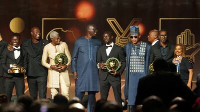 Bayern Munich and Senegal's Sadio Mane after winning the African Footballer of the Year award alongside other award winners. Reuters