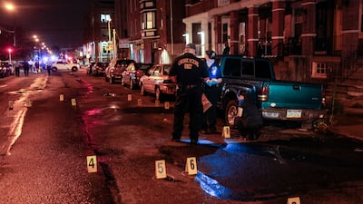 Police on the scene of a shooting in Philadelphia. AP