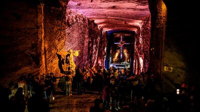 Tourists visit the Salt Cathedral of Zipaquira, an underground church built into a mine that produces salt, 45km north of Bogota. AFP