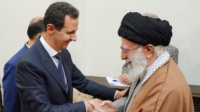 President Bashar Al Assad of Syria meets Iran's Supreme Leader Ayatollah Ali Khamenei in February. Iran has long supported the Assad regime. AP Photo