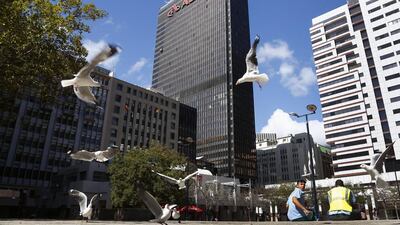 Above, Cape Town‘s central banking hub. South Africa’s four big banks have shut down the company’s accounts alleging financial irregularities. Nic Bothma / EPA
