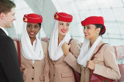 Emirates reported a 7.9 per cent annual rise in staff numbers to reach 74,980 employees. Chris Whiteoak / The National