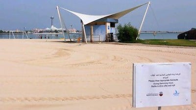 One of the two free public beaches on the Corniche where single men are allowed.