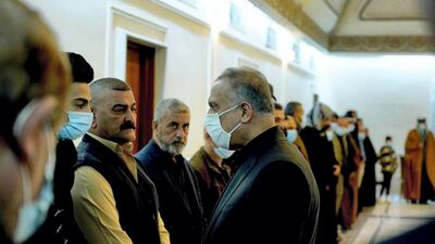 Iraqi PM Mustafa Al Kadhimi meets with families of victims of the Baghdad bombings. Courtesy Iraqi Prime Minister's Office