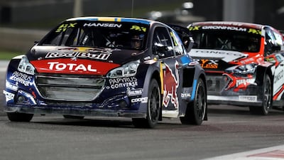 Timmy Hansen races in the World RX Q2 during the FIA World RallyCross Championship.