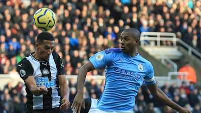 Manchester City's Brazilian midfielder Fernandinho, right, has a decision to make as his deal at the Etihad Stadium ends next year. AFP