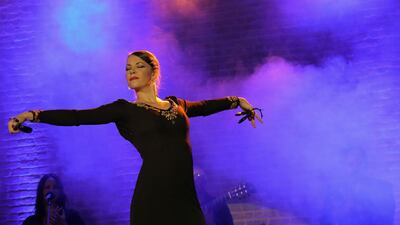 Spanish flamenco dancer Carolina Morgado performs on stage in Erbil. AFP