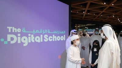 Sheikh Mohammed bin Rashid, Vice President and Ruler of Dubai, attends the launch of The Digital School. Courtesy: Sheikh Mohammed bin Rashid Twitter
