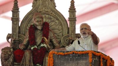 India's Prime Minister Narendra Modi speaks after laying the foundation for the memorial of Chhatrapati Shivaji Maharaj, in Mumbai, India, December 24, 2016. REUTERS/Shailesh Andrade