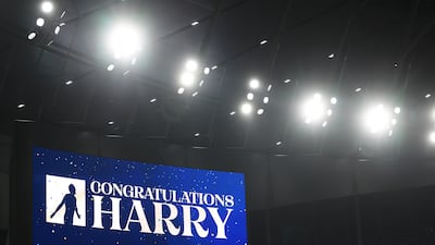 The LED board shows a message of congratulations to Harry Kane of Tottenham Hotspur. Getty Images