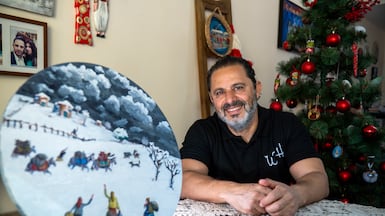 Wael Hamadeh, poses for the picture at his flat in Sharjah. For 'My Dubai rent' story. 23rd December 2025 Photo: Ahmed Ramzan/The National