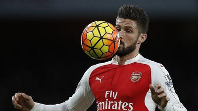 Arsenal's Olivier Giroud shown in action during their Premier League win over Sunderland on Saturday. Adrian Dennis / AFP / December 5, 2015