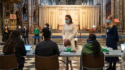 Catherine visits to the Covid-19 vaccination centre at Westminster Abbey in March 2021