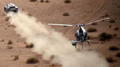 Mini's Carlos Sainz and co-driver Lucas Cruz. AFP