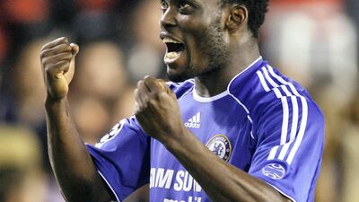 Chelsea's Michael Essien celebrates his goal at the Mestalla in April 2007. Reuters