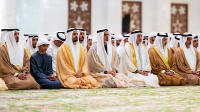 Sheikh Khaled bin Mohamed, Crown Prince of Abu Dhabi, Sheikh Theyab bin Mohamed, Chairman of the Office of Development and Martyrs Families Affairs at the Presidential Court, Sheikh Dr Sultan bin Khalifa, Adviser to the President, Sheikh Khalifa bin Mohamed, Sheikh Mohamed bin Khaled, Sheikh Omar bin Zayed, Vice Chairman of the Zayed for Good Foundation, and HH Sheikh Hamed bin Zayed