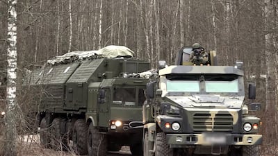 A Russian Oreshnik missile launcher at an undisclosed location in Belarus. AFP