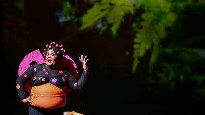 The ladybug character provides comic relief