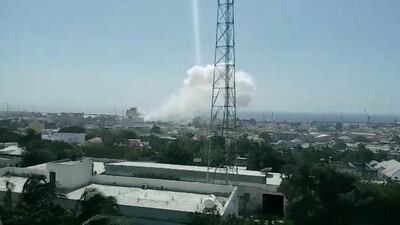 Smoke rises after an explosion in Mogadishu. Reuters