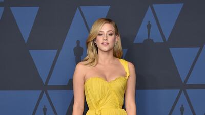 Lili Reinhart in Oscar de la Renta at the 11th Annual Governors Awards gala hosted by the Academy of Motion Picture Arts and Sciences at the Dolby Theater in Hollywood on October 27, 2019. AFP