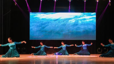 Mirage is a thought-provoking dance performance by Dubai-based The Ripple Effect troupe that features local artists showcasing a mix of nine dance forms to narrate stories and reflect the moods of water through innovative choreography, dramatic visuals and world music. Courtesy The Ripple Effect