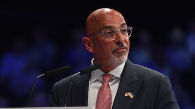 Nadhim Zahawi at the Conservative Party leadership election hustings at the National Exhibition Centre, Birmingham, Britain, on August 23, 2022. EPA