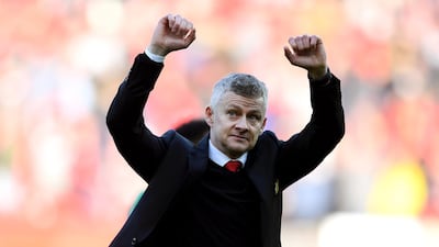 Ole Gunnar Solskjaer celebrates after Manchester United's victory over Watford at Old Trafford in March. Getty