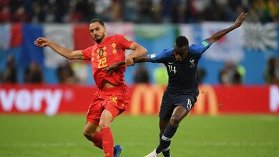 Blaise Matuidi, right, in action for France against Belgium in the World Cup, is impressed by final opponents Croatia. Getty Images