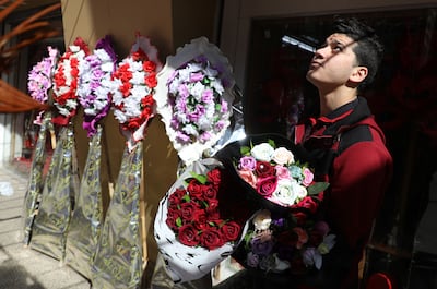 A vendor displays flowers in Gaza city in February 2020. AFP