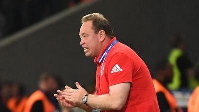 Russia coach Leonid Slutski gestures during the Euro 2016 Group B soccer match between Russia and Slovakia at the Pierre Mauroy stadium in Villeneuve d’Ascq, near Lille, France, Wednesday, June 15, 2016. (AP Photo/Geert Vanden Wijngaert)