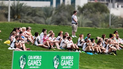 Spectators watch the Gaelic football tournament during the GAA World Games at Zayed Sports City in Abu Dhabi on March 6, 2015. Christopher Pike / The National