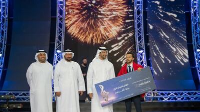 Zakaria Al Zirek takes home the winning prize at last year's 'Munshid Al Sharjah'. Photo: NNCPR