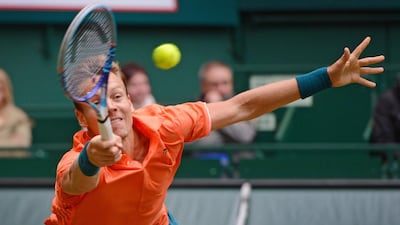 Tomas Berdych found Ivo Karlovic’s serves too hot to handle on Friday. Thomas Starke / Getty Images