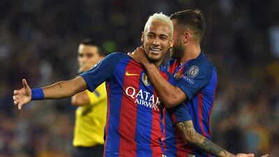 Barcelona's Brazilian forward Neymar celebrates a goal. Lluis Gene / AFP