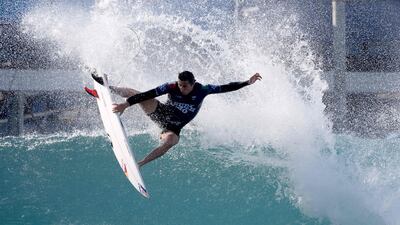 Leonardo Fioravanti of Italy in the World Surf League Surf Ranch Pro Men's qualifying round in Lemoore, California. AFP